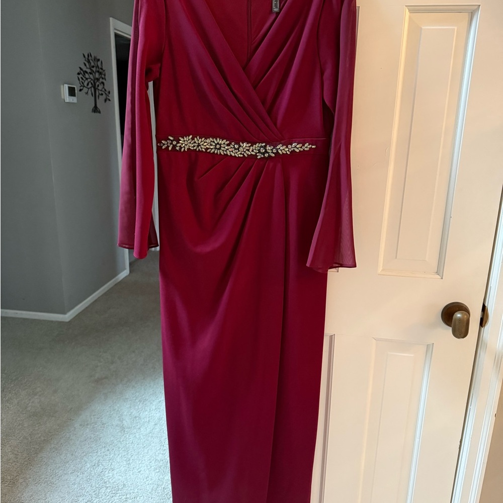 Adrianna Papell Burgundy Long Sleeve Dress